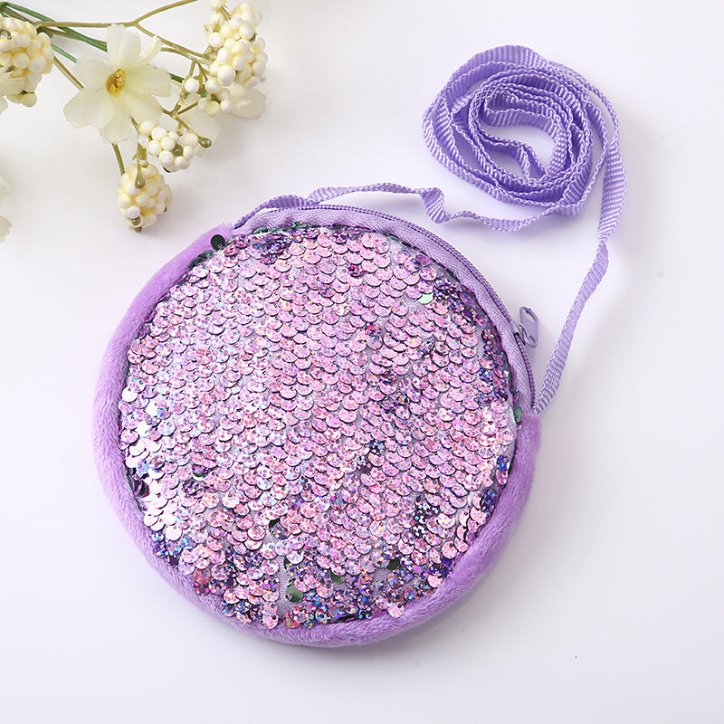 Wholesale Cute Plush Sequin Fabric Single Kids Bag